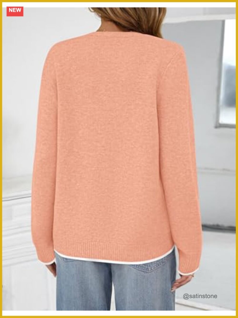 Chunky Knit Tie Front Bow Cardigan Sweater V-Neck Long Sleeve Women's Fall - Picture 3 of 6